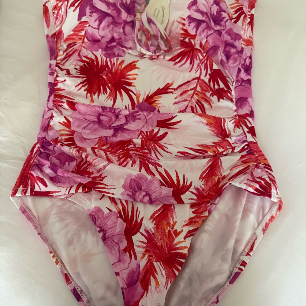 Tommy Bahama Pink and Red Floral One Piece Swimsuit